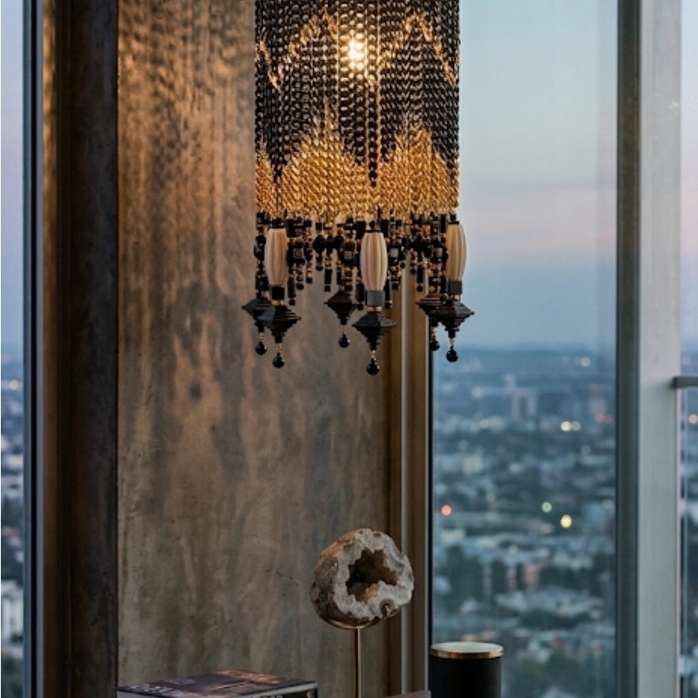 Byrufina handmade ceilings lamp black and gold NWT